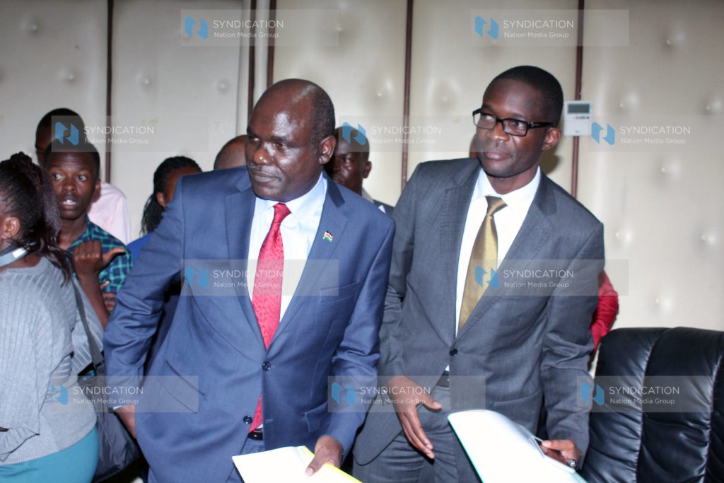 IEBC Chairperson Wafula Chebukati and the CEO Ezra Chiloba