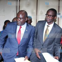 IEBC Chairperson Wafula Chebukati and the CEO Ezra Chiloba