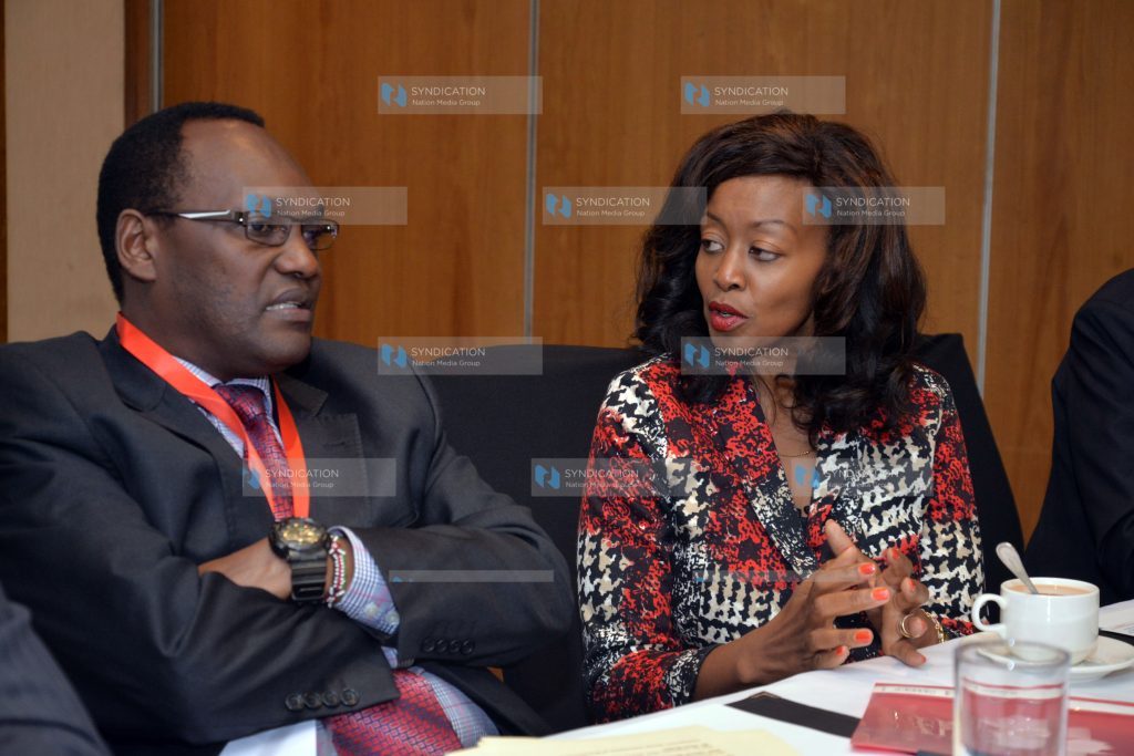 Ministry of Trade, Industry, and Cooperatives State Department of Trade PS Chris Kiptoo and Kenya Association of Manufacturers (KAM) chairlady Flora Mutahi