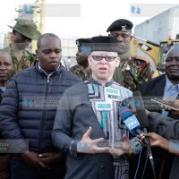 Government Spokesperson Isaac Mwaura, accompanied by other leaders