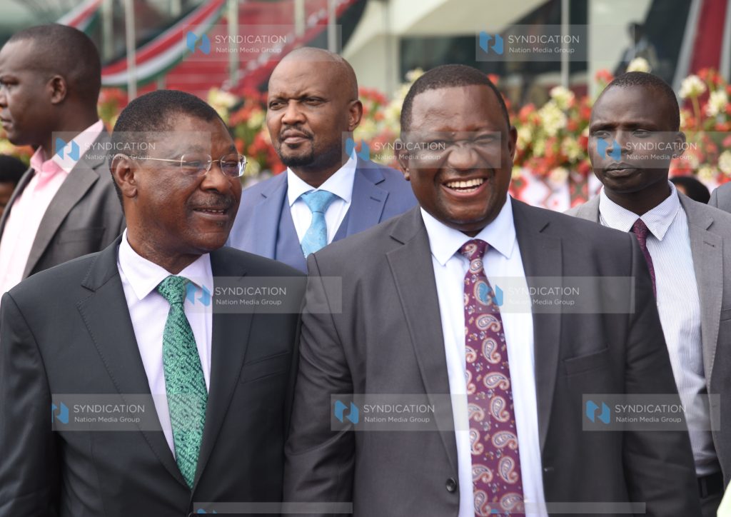 National Assembly speaker Moses Wetang'ula, CS for Public Service, Performance and Delivery Management Moses Kuria and CS for Mining, Blue Economy and Maritime Affairs Salim Mvurya