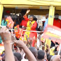 Nominated Senator Millicent Omanga addressing residents of Keroka town
