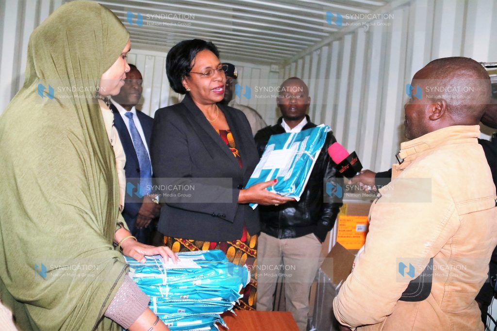 Public Service CS Margaret Kobia hands over KCPE exam materials