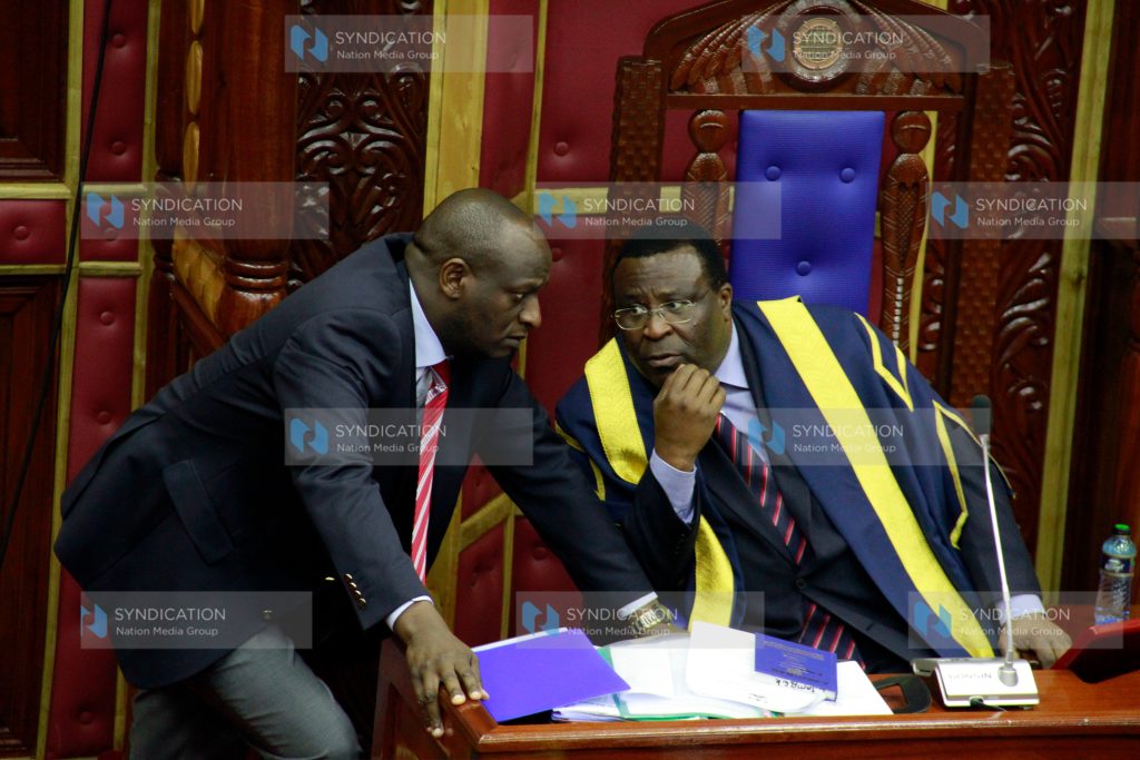 Kericho Senator Charles Keter and Speaker of the Senate Ekwee Ethuro