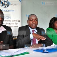 KUPPET Chairman Omboko Mulemba, KUPPET Secretary General Akelo Misori and Secretary for Gender Catherine Wambilyanga