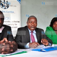 KUPPET Chairman Omboko Mulemba, KUPPET Secretary General Akelo Misori and Secretary for Gender Catherine Wambilyanga