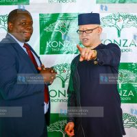 John Paul Okwiri, Chief Executive Officer of the Konza Technopolis Development Authority (KoTDA), and Government Spokesperson Isaac Mwaura