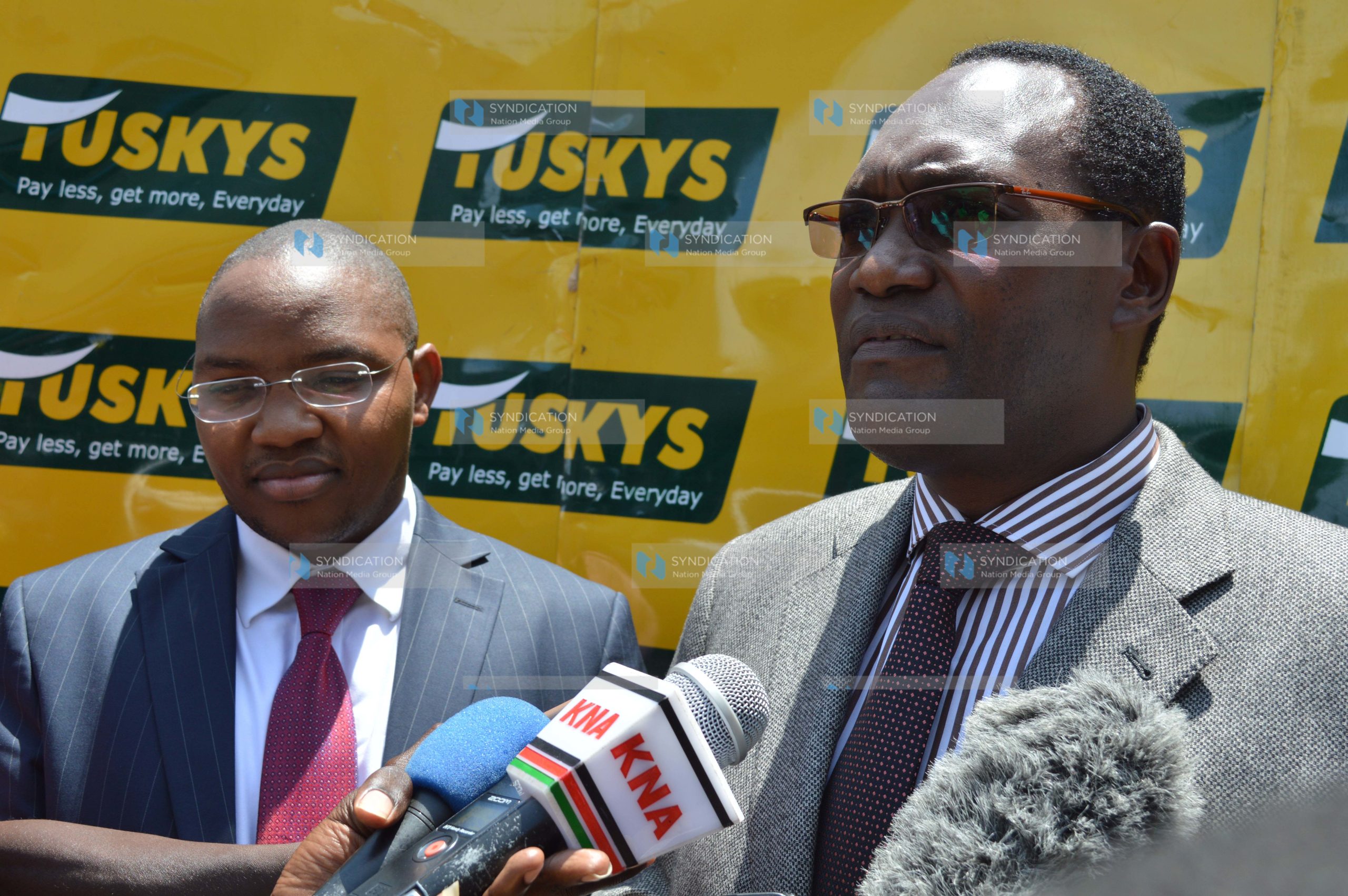 Principal Secretary State Department for Trade Dr. Chris Kiptoo and Tuskys Chain Supermarkets CEO Dan Githua
