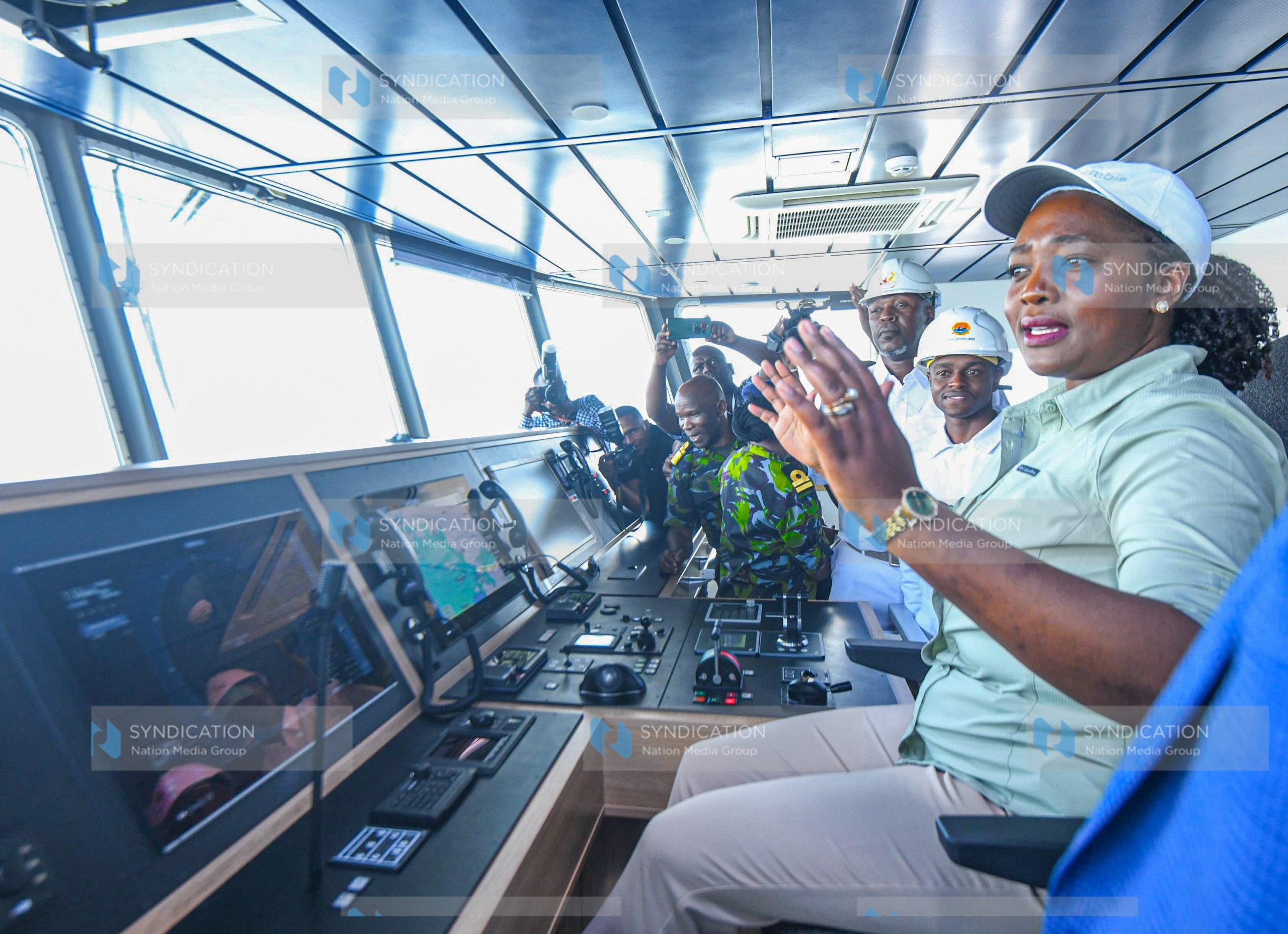 Soipan Tuya, Cabinet Secretary, Ministry of Defence, inside the MV Uhuru II vessel