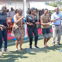 Hon. Roselinda Soipan Tuya, Kenya's Cabinet Secretary for Defence, officiates the groundbreaking ceremony of Moi Stadium