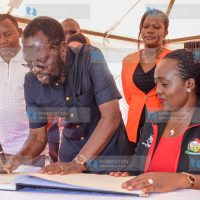 Hon. Roselinda Soipan Tuya, Kenya's Cabinet Secretary for Defence, and Kisumu Governor Prof. Anyang' Nyong'o