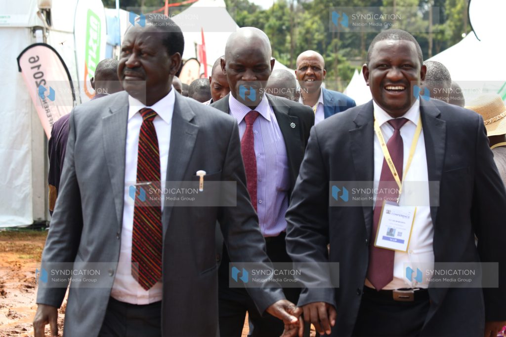 Kwale Governor and Council of Governors Vice Chairman Salim Mvurya and Former Prime Minister Raila Odinga