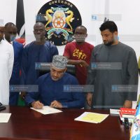 Mombasa County Governor Abdulswamad Nassir addresses the Press after receiving and signing the County Approved 2023/2024 budget