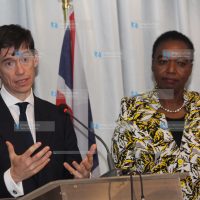 United Kingdom's Secretary of State for International Development Rory Stewart with Cabinet Secretary for foreign affairs Monica Juma