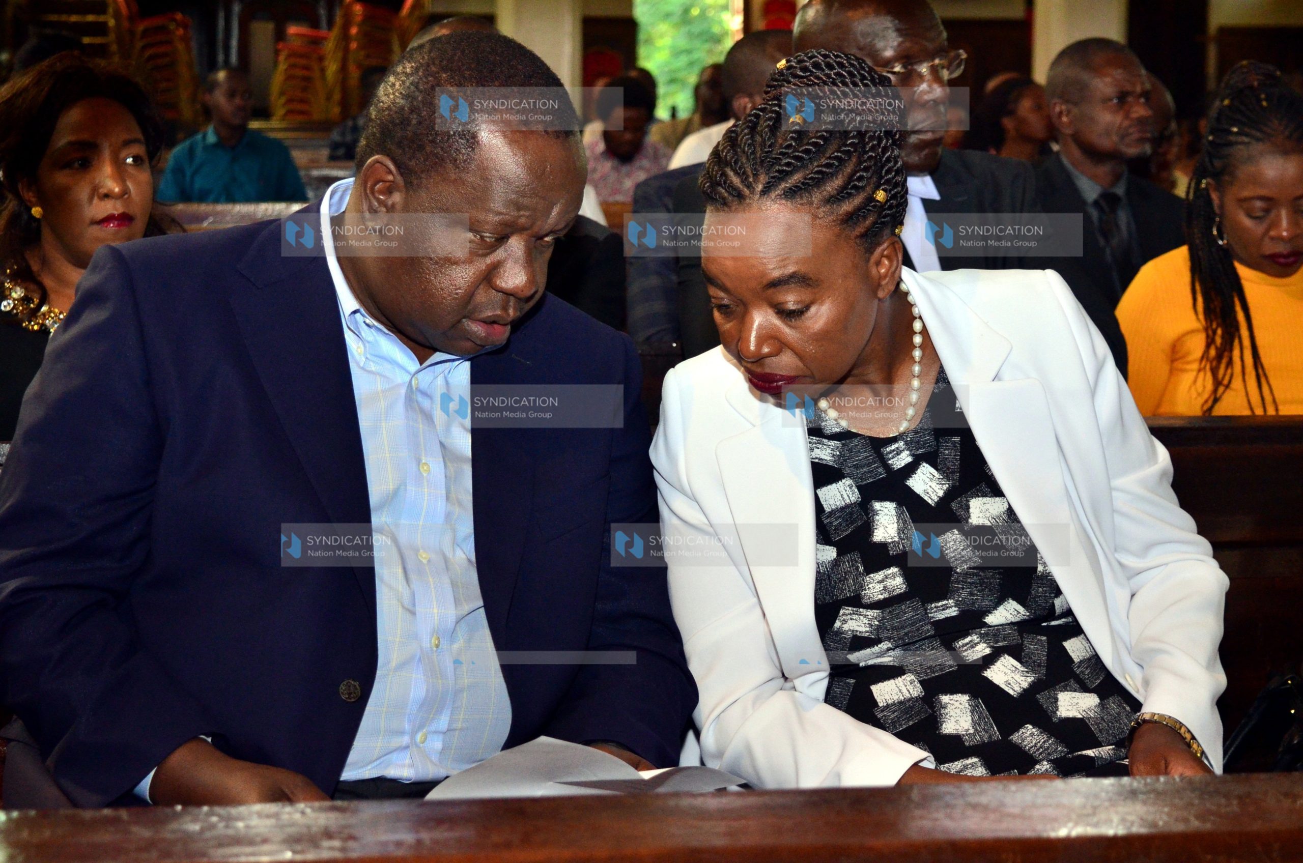 Ministry of Interior Security and Coordination of National Government Cabinet Secretary Fred Matiangi with Ministry of Foreign Affairs Cabinet Secretary Monica Juma