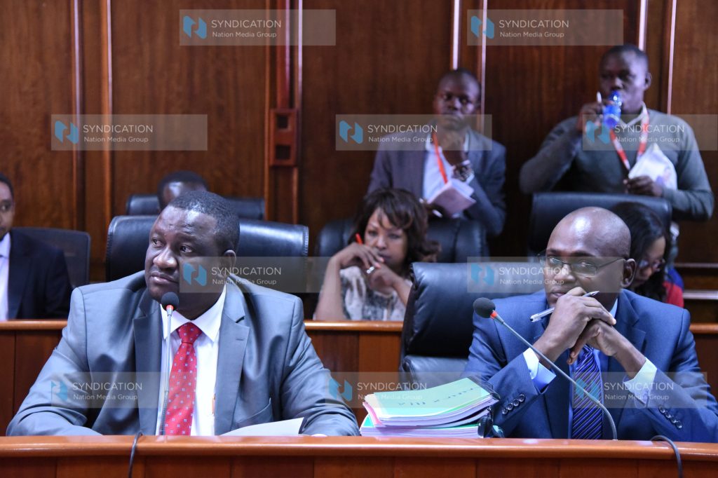Kwale governor Salim Mvurya with Kwale County finance and planning CEC member Bakari Sebe