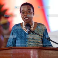 Cabinet Secretaries Monica Juma address when Outgoing Chief of Defence Gen Samson Mwathethe was handing over to Gen Robert Kibochi