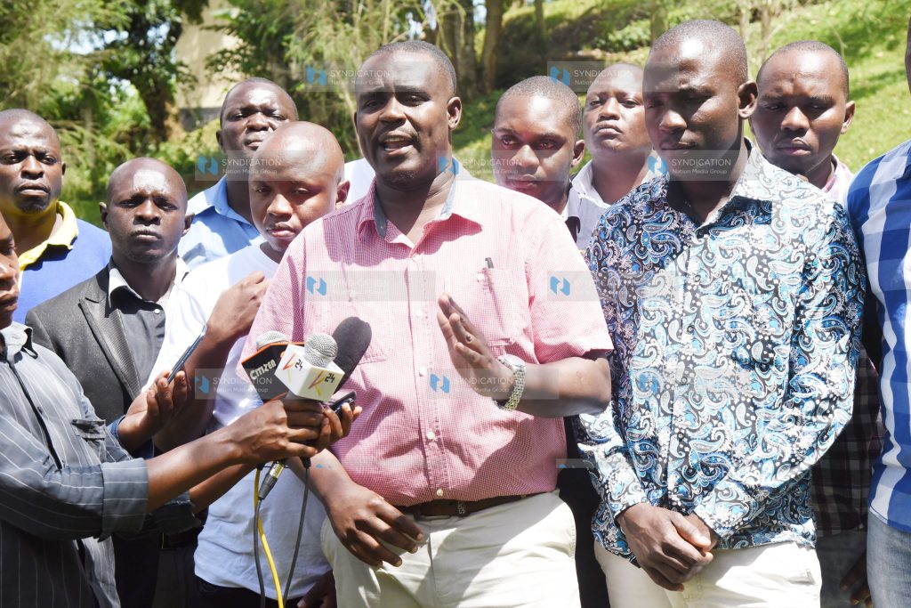 Cleophas Malala addressing the press in Kakamega town