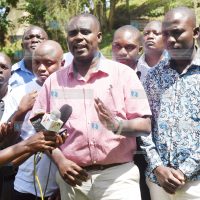 Cleophas Malala addressing the press in Kakamega town