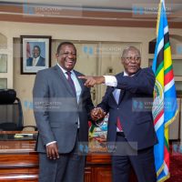 Cabinet Secretary for Mining, Blue Economy and Maritime Affairs Salim Mvurya and Kitui Governor Dr Julius Makau Malombe