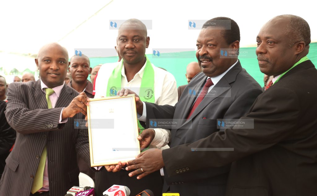Amani National Congress (ANC) Party leader Musalia Mudavadi with other party officials