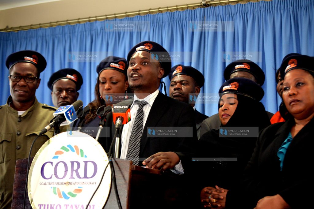 CORD politicians led by ODM Party chairman John Mbadi under the name ‘Firimbi Movement’
