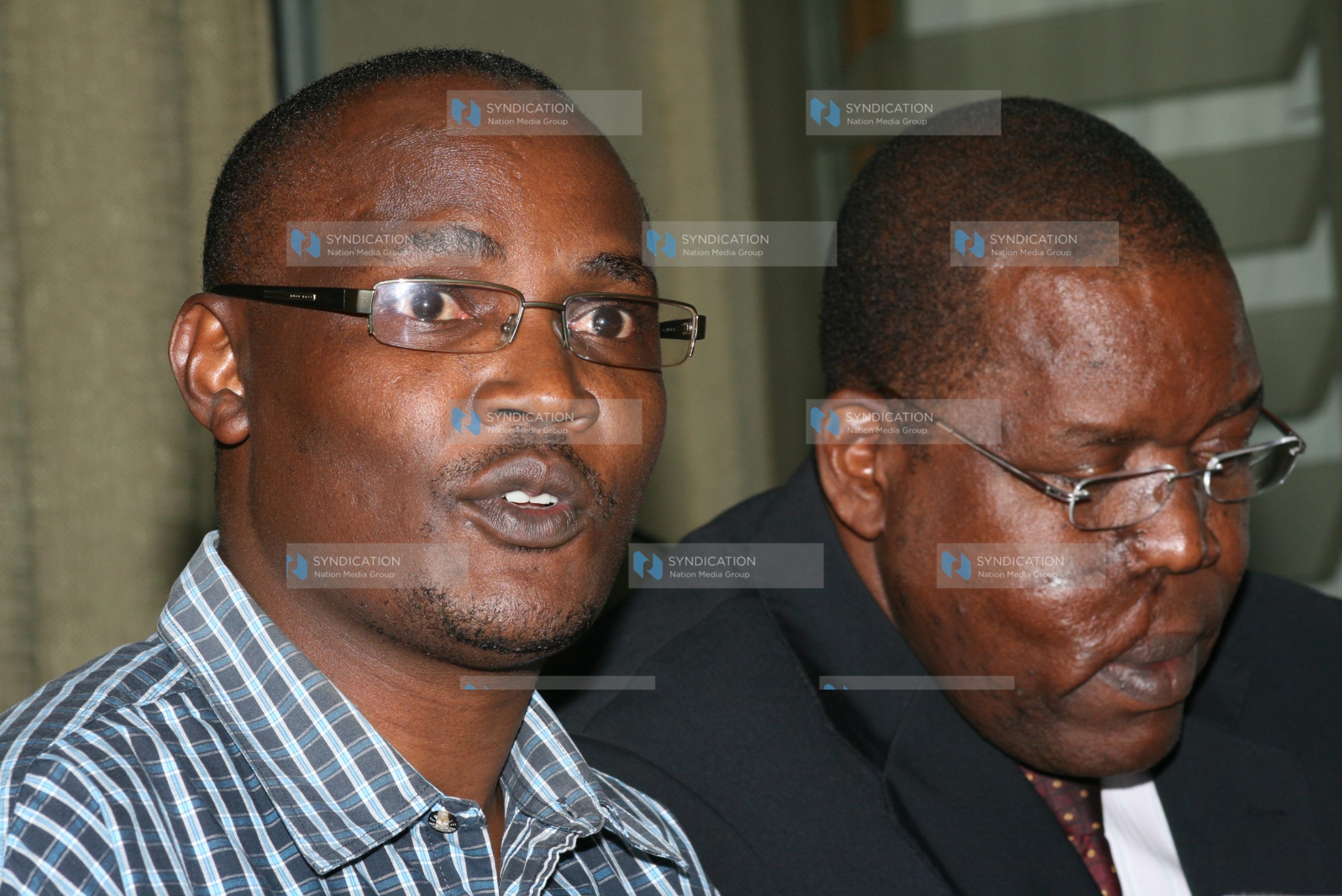 Gwassi MP John Mbadi flanked by Kisumu west MP Olago Alouch