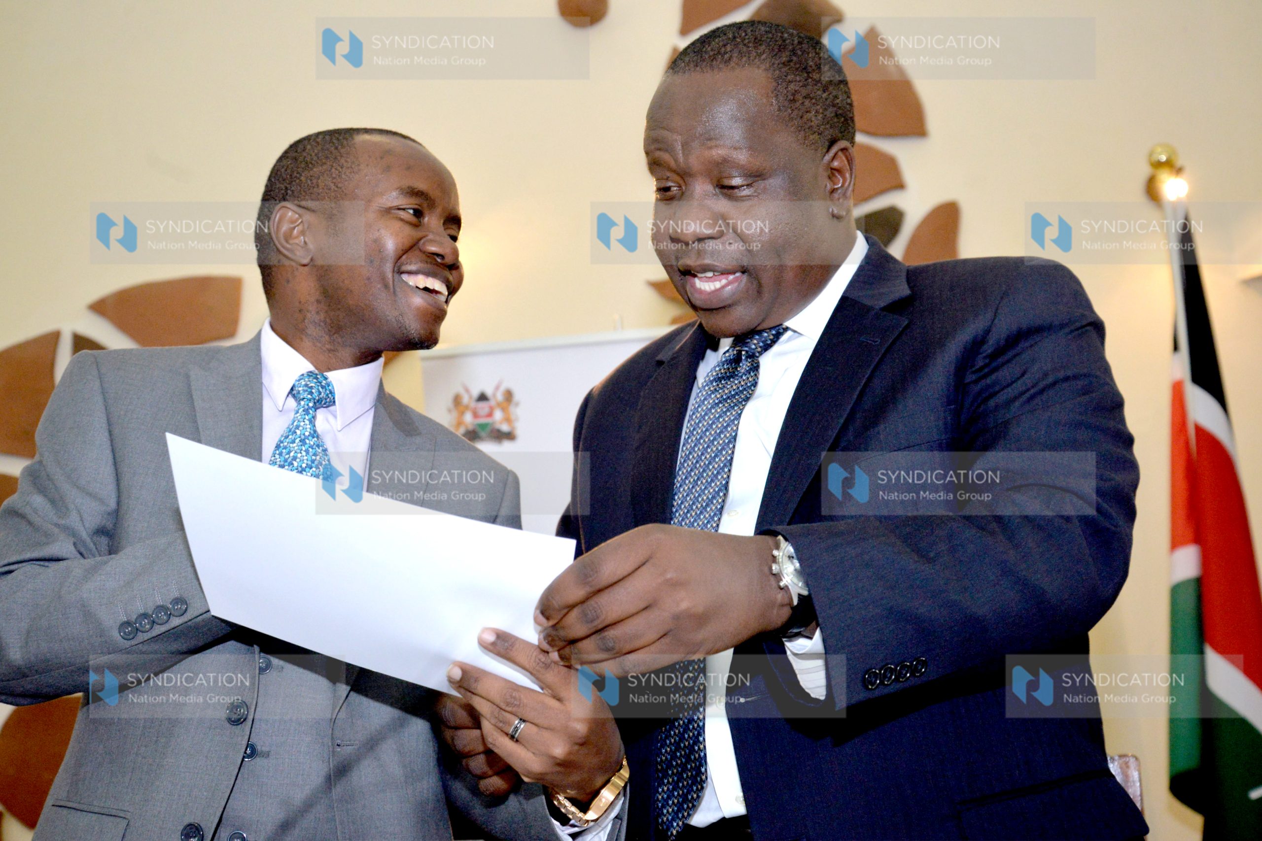 ICT CS Joe Mucheru and his Education counterpart Fred Matiang’i