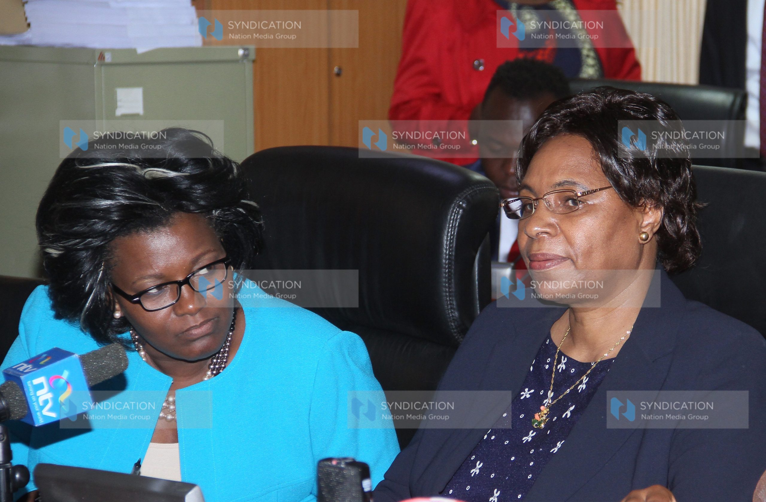 Chief Administrative Secretary Ministry of Public Service, Youth and Gender Affairs Rachel Shebesh, with Cabinet Secretary Margaret Kobia