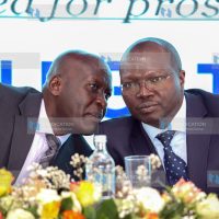 Cabinet Secretary for Cooperatives and Micro and Small Enterprise Simon Kiprono Chelugui and Kenya National Police DT SACCO National Chairman David Mategwa