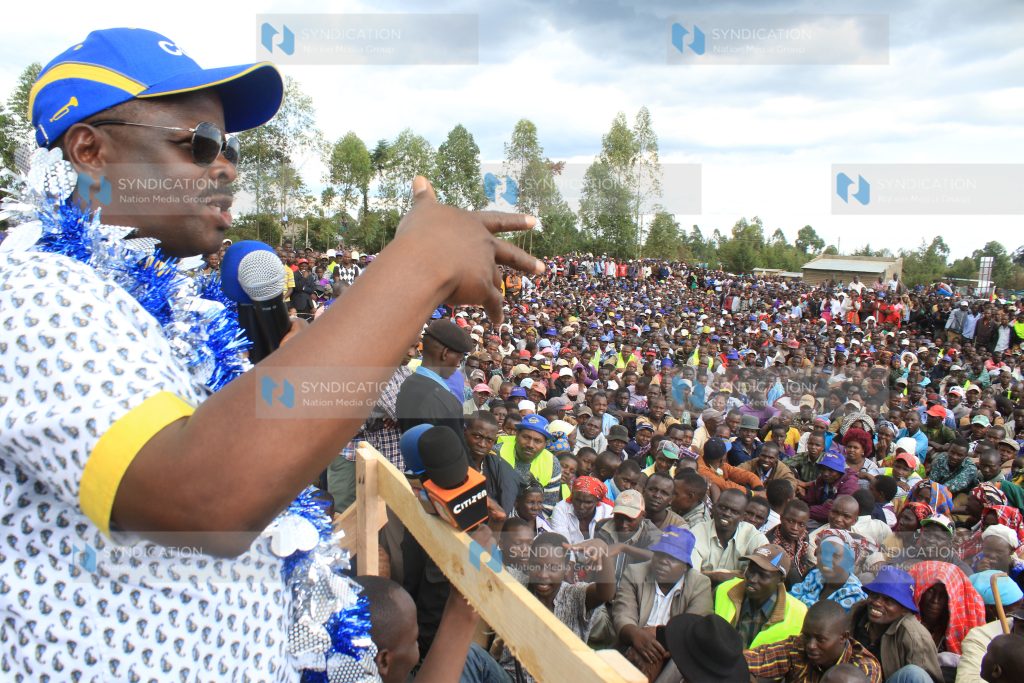 Bomet Governor Isaac Ruto addresses a rally