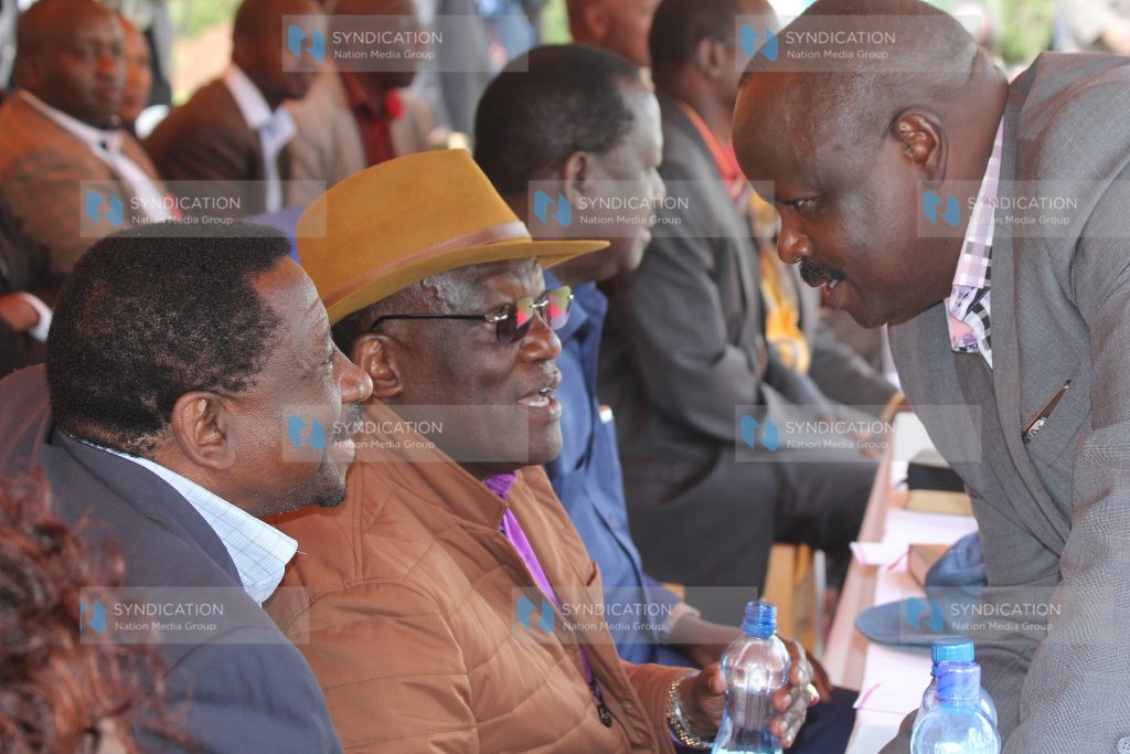 Bomet Governor Isaac Ruto speaks to James Orengo and Johnstone Muthama