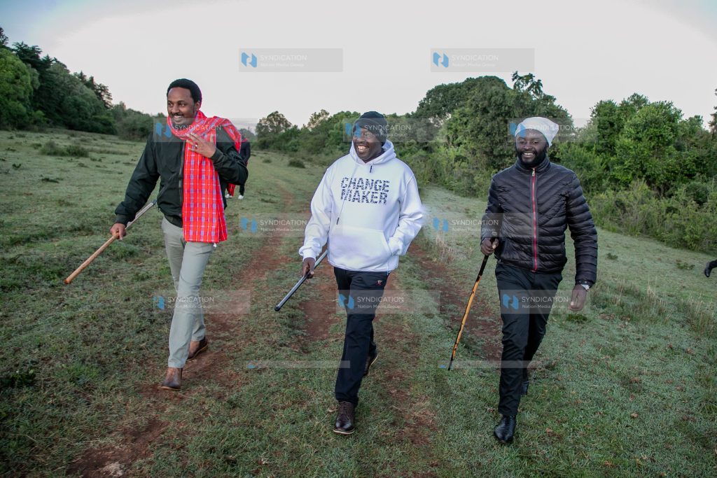 Deputy President Rigathi Gachagua, Kiambu Senator Karungo Thangwa, and Nyandarua Senator John Methu