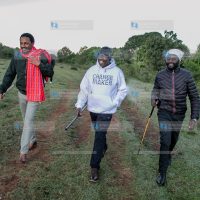 Deputy President Rigathi Gachagua, Kiambu Senator Karungo Thangwa, and Nyandarua Senator John Methu