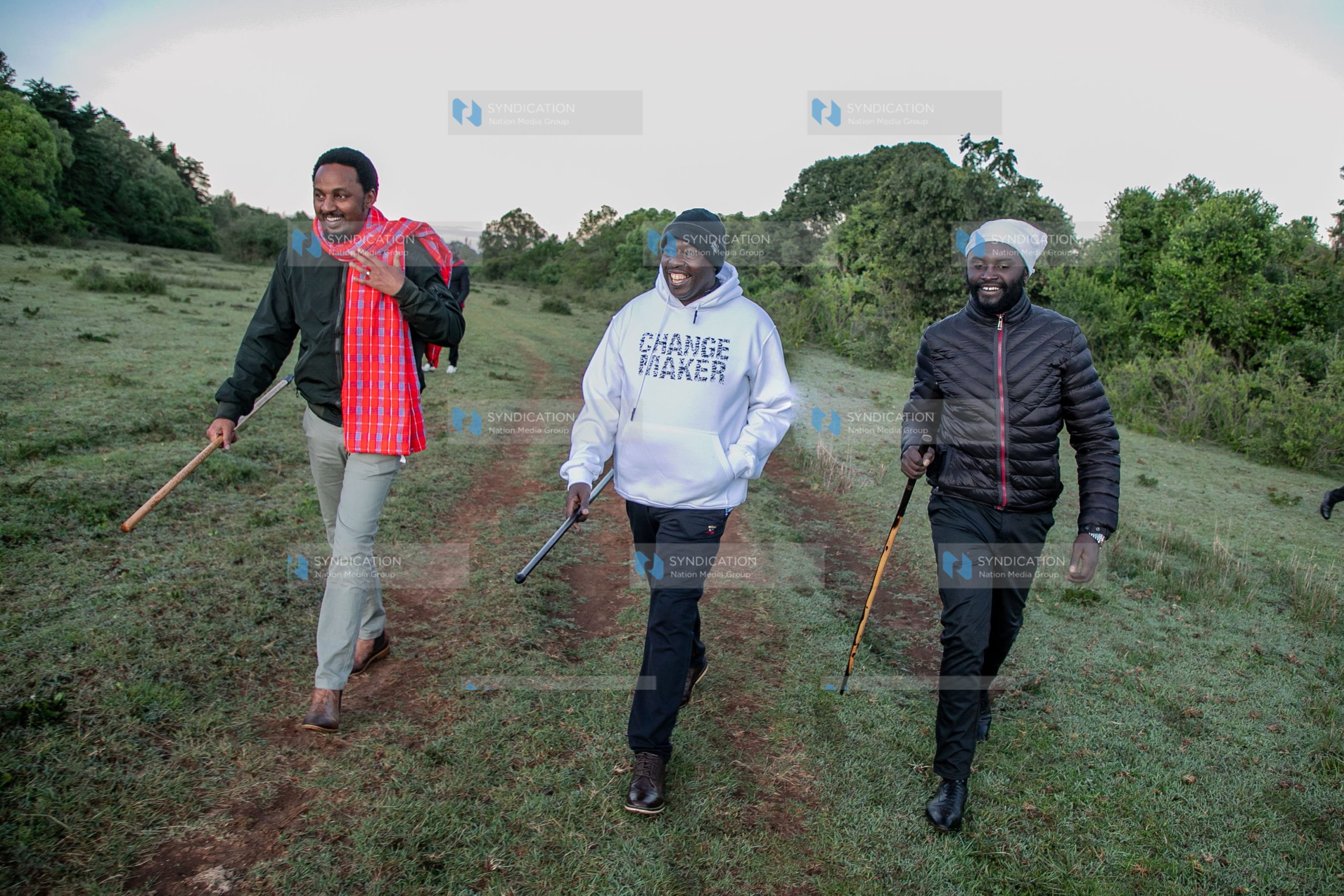Deputy President Rigathi Gachagua, Kiambu Senator Karungo Thangwa, and Nyandarua Senator John Methu