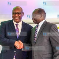 Nation Media Group’s CEO Stephen Gitagama and CS for Co-operatives and Micro Small and Medium Enterprise Simon Chelugui