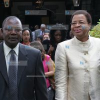 Founder of new faces new voices Graca Machel and CBK governor Prof Njuguna Ndung'u