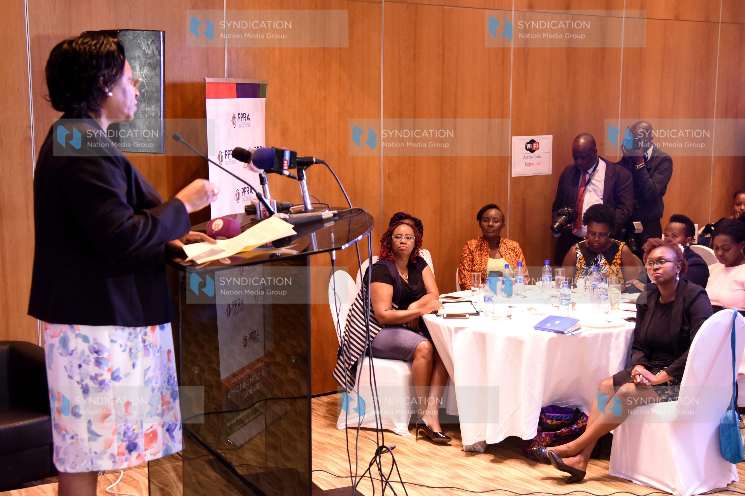 Public Service Youth and Gender Affairs Prof. Margaret Kobia addressing the first Supplier Diversity Summit