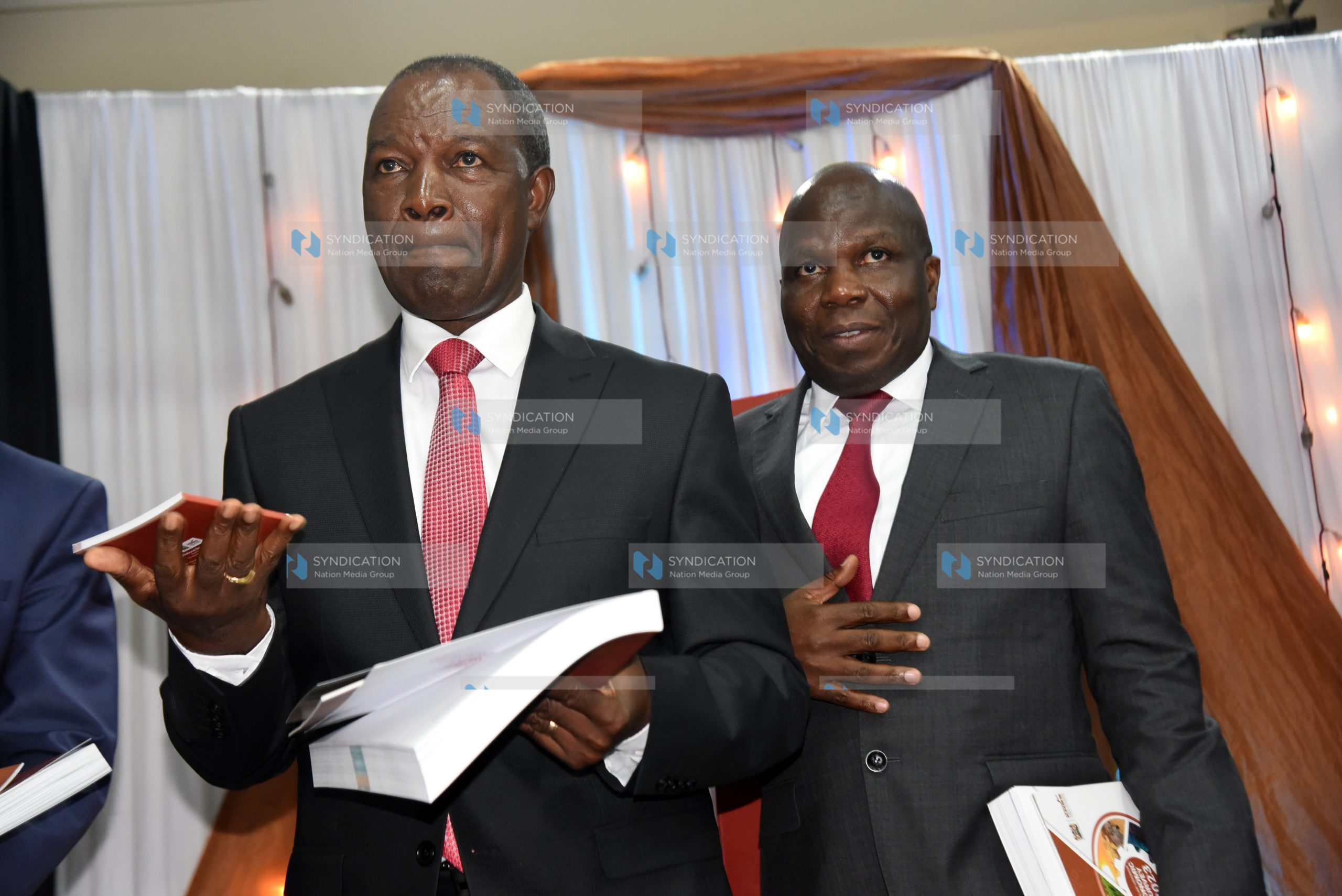 The National Treasury and Economic Planning Cabinet Secretary Prof. Njuguna Ndung’u and Economic Planning PS James Muhati