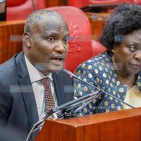 The Cabinet Secretary for the National Treasury and Economic Planning, John Mbadi Ng'ongo, and advisor Milly Lwanga