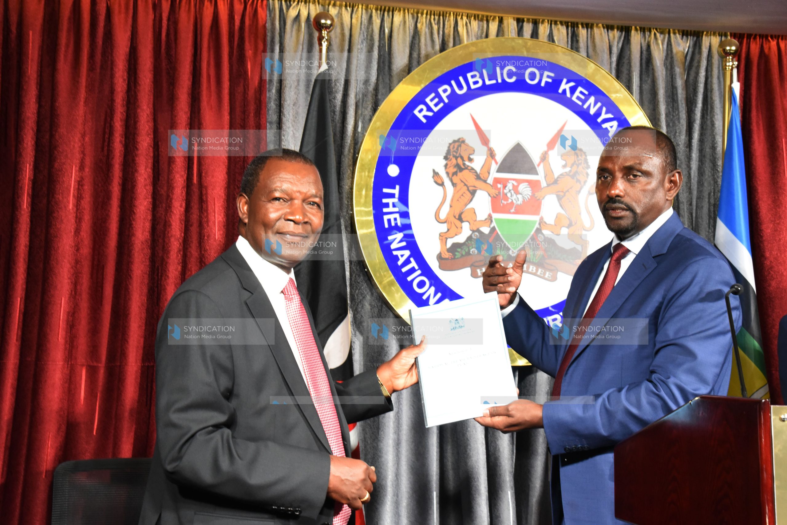CS Treasury Prof Njuguna Ndung’u during the handover by former CS Treasury Ukur Yatani