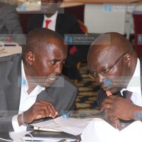 Makueni Governor Kivutha Kibwana and Cabinet Secretary Ministry of water and sanitation Simon Chelugui