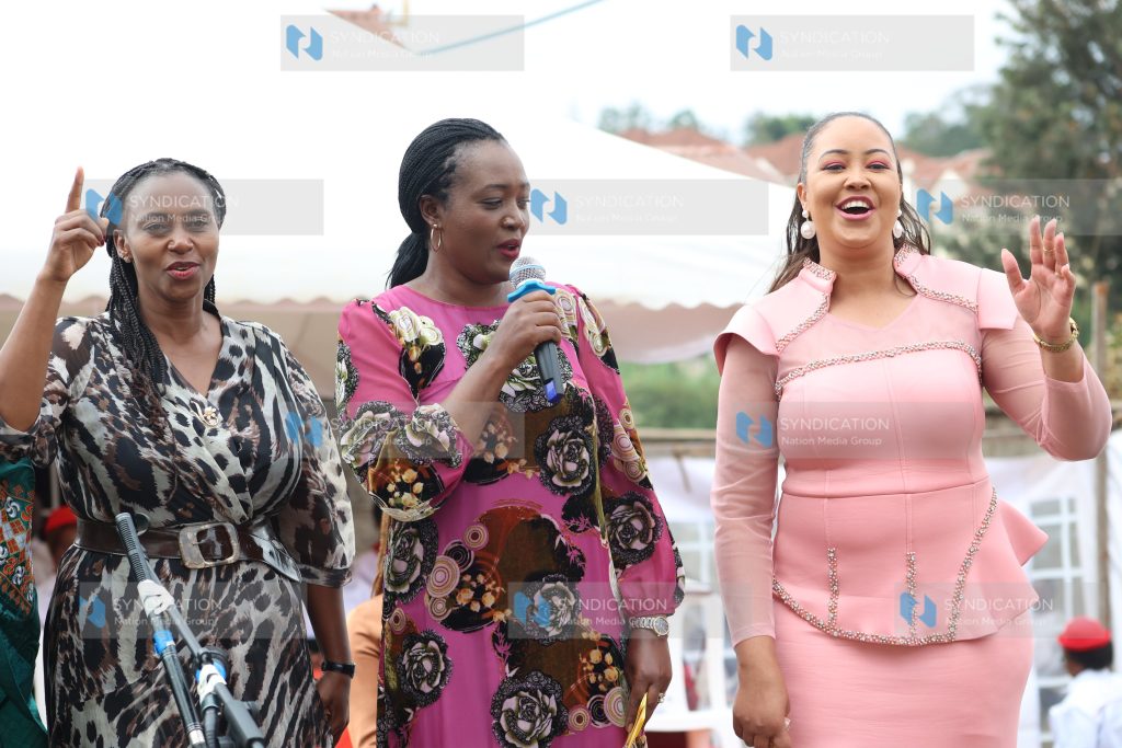 Health PS Mary Muthoni, CS for Environment, Climate Change and Forestry Roselinda Soipan Tuya, and businesswoman Rossie Wanja