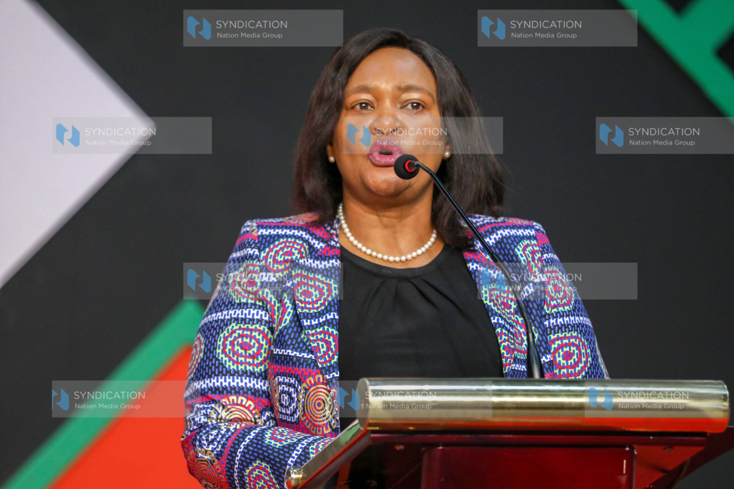 Cabinet Secretary for Tourism and Wildlife Rebecca Miano speaking during the Kenya Tourism, Wildlife and MICE Week