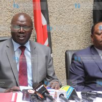Cabinet Secretary Ministry of Water and Sanitation Simon K. Chelugui and Principal Secretary Joseph Irungu