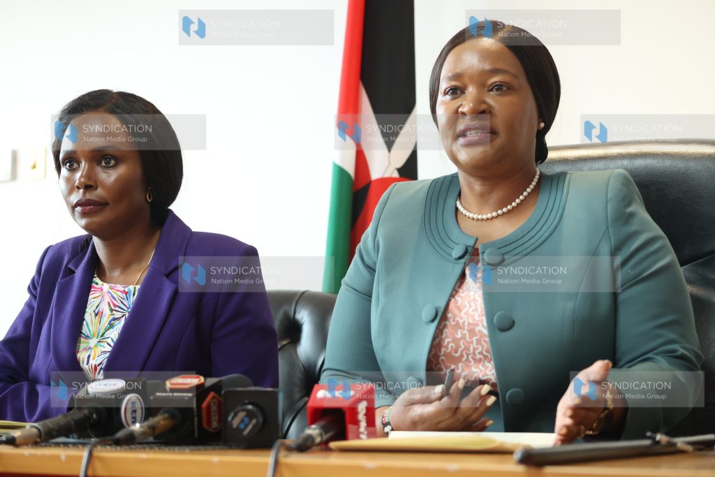 Principal Secretary State Department for Wildlife Silvia Museiya and Tourism Cabinet Secretary Rebecca Miano