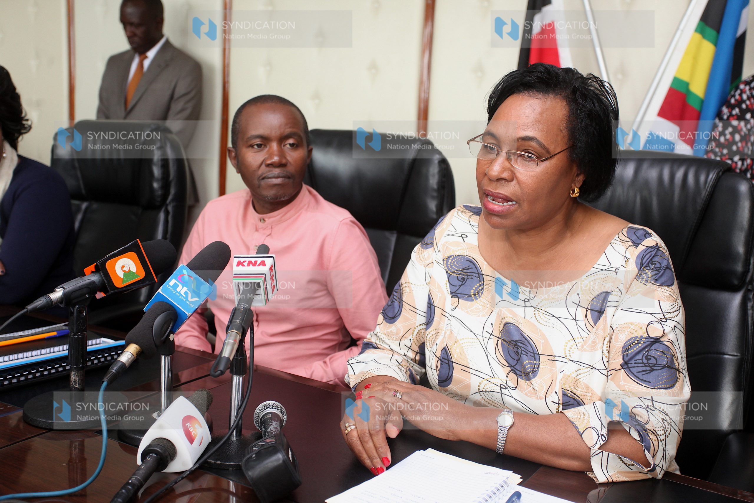 Gender Cabinet Secretary Margaret Kobia with ICT Cabinet Secretary Joe Mucheru