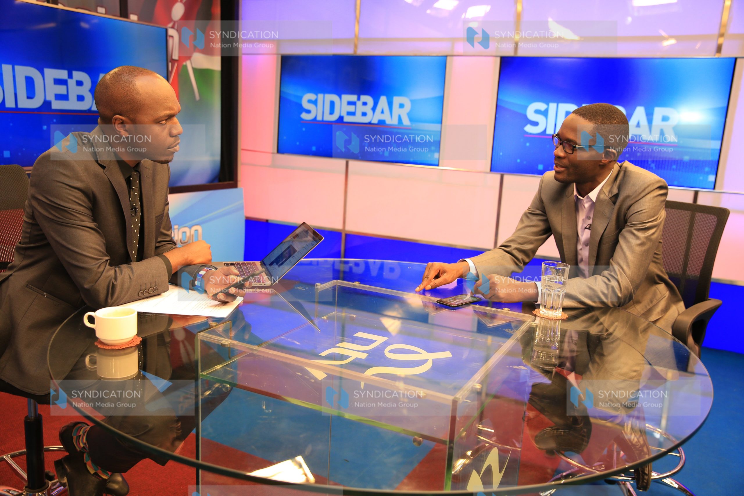 NTV’s Larry Madowo interviewing Independent Electoral and Boundaries Commission (IEBC) CEO Ezra Chiloba