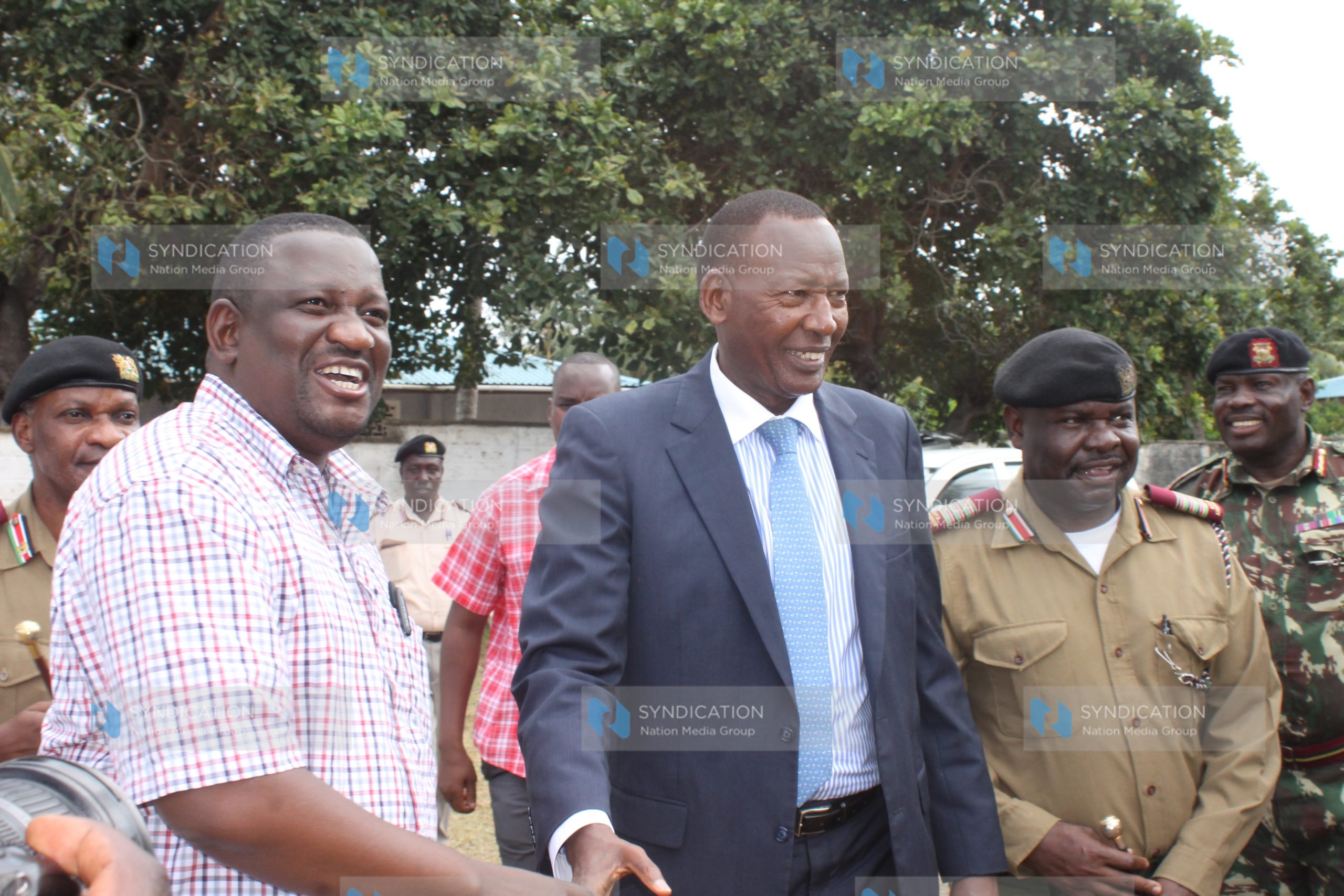 Joseph Nkaissery in the company of Kwale County Governor Salim Mvurya