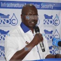 Water Cabinet Secretary Simon Chelugui addresses the press